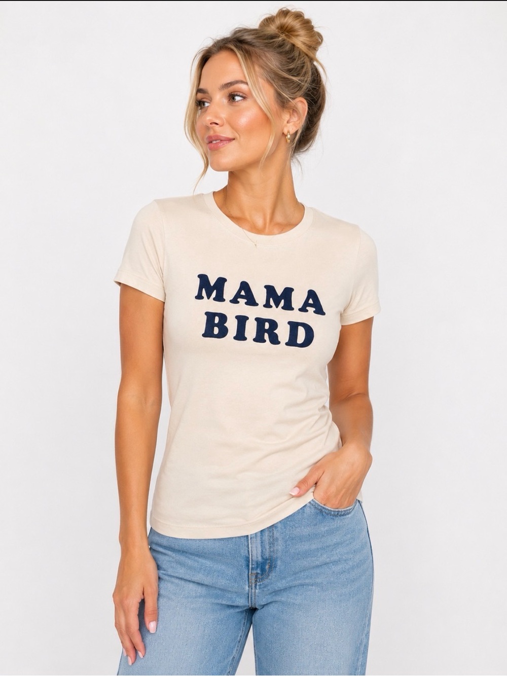 Mama Bird Cream Graphic Tee - Women's Short Sleeve